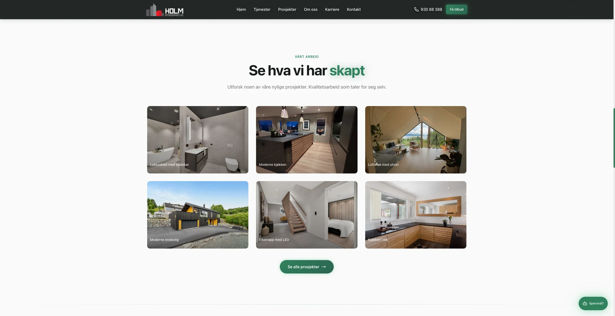 Prosjektgalleriet på nettsiden til Holm Byggservice