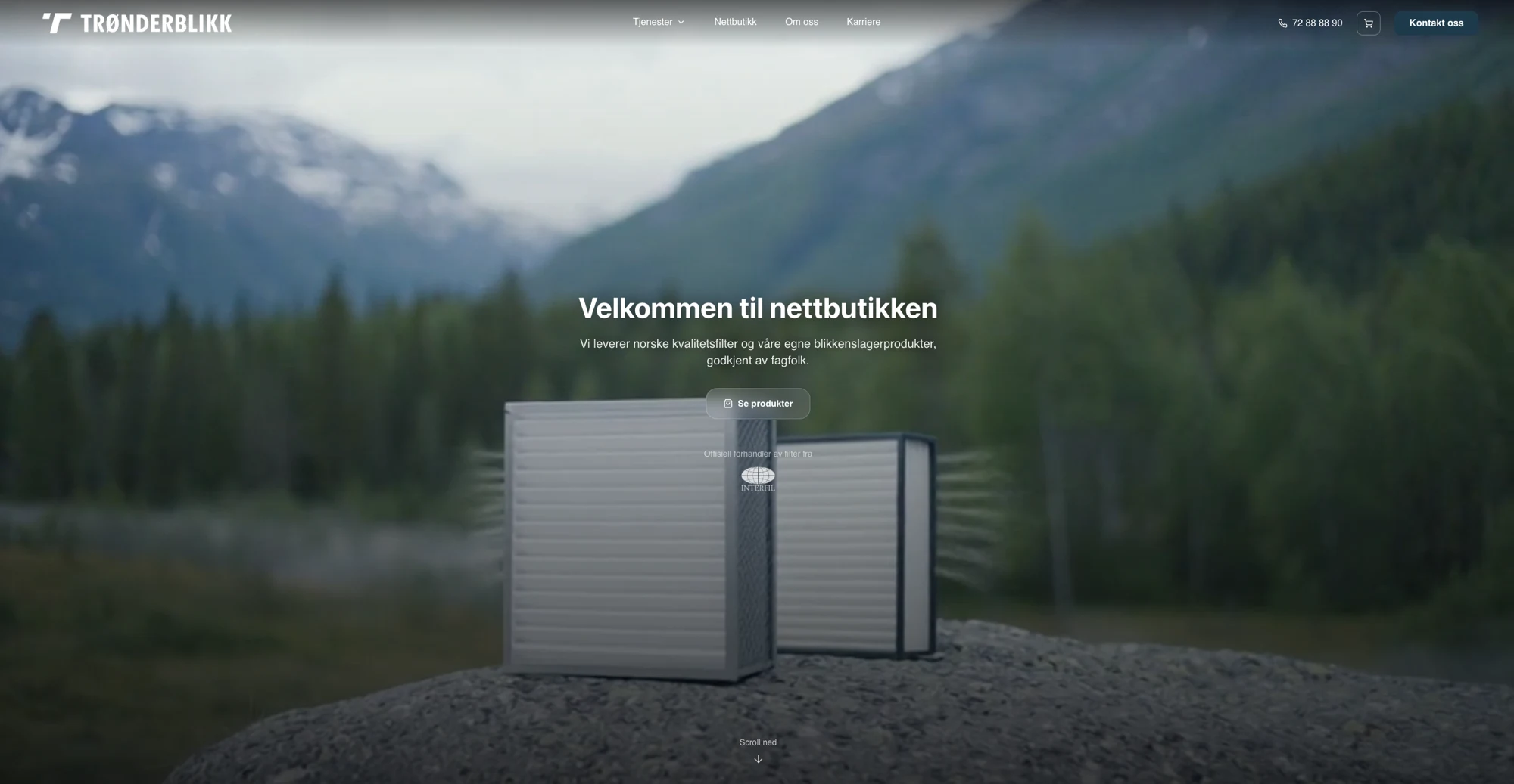 Forsiden av nettbutikken til Trønderblikk